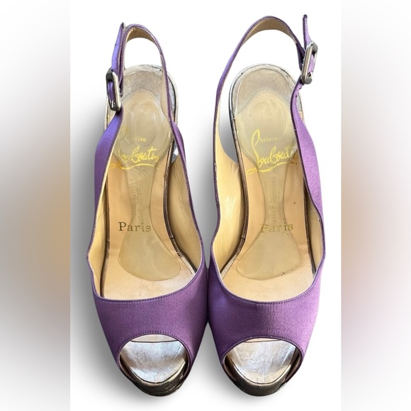 Louboutin Purple Slingback Heels Made in Italy EU 37 - Picture 2 of 10
